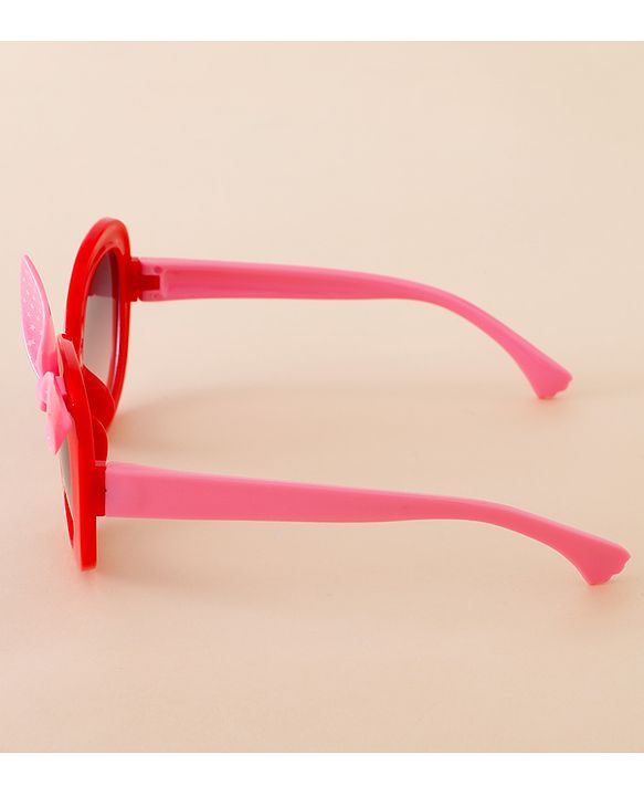 Babyhug Solid Coloured Sunglasses With Bow Applique - Black & Red