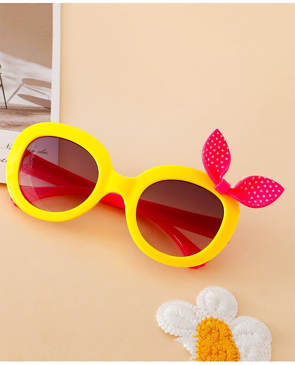 Babyhug Solid Coloured Sunglasses With Bow Applique - Black & Red