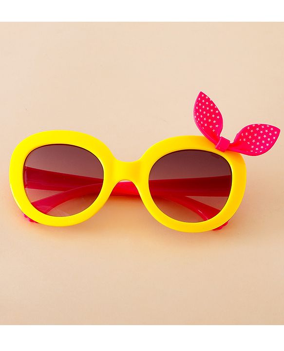 Babyhug Solid Coloured Sunglasses With Bow Applique - Black & Red