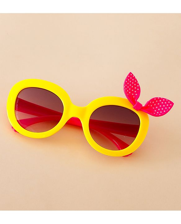 Babyhug Solid Coloured Sunglasses With Bow Applique - Black & Red