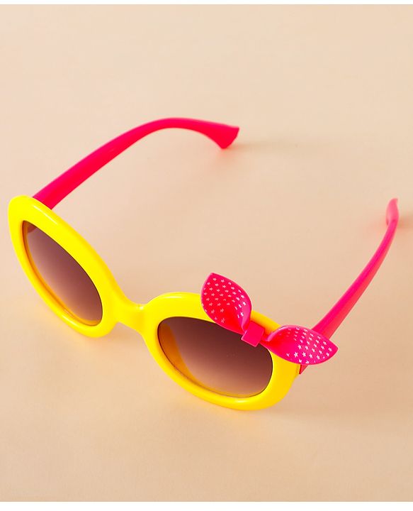 Babyhug Solid Coloured Sunglasses With Bow Applique - Black & Red