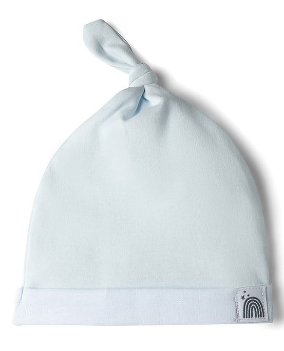 Babyhug 100% Cotton Interlock Knit Cap With Rainbow Applique White & Green Pack of 2 - Diameter 15