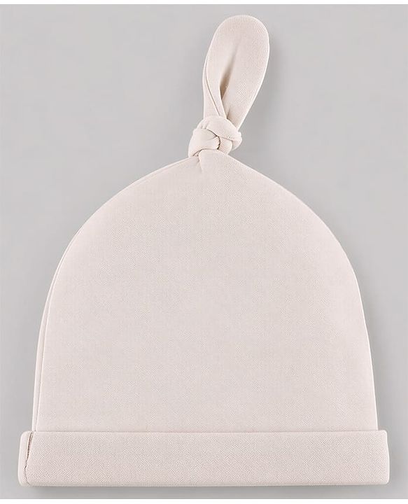 Babyhug 100% Cotton Interlock Knit Cap With Bow Embroidery Pink- Diameter 15 cm