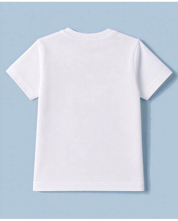 Babyhug 100% Cotton Single Jersey Knit Half Sleeves T-Shirt & Shorts With Animal Print - White