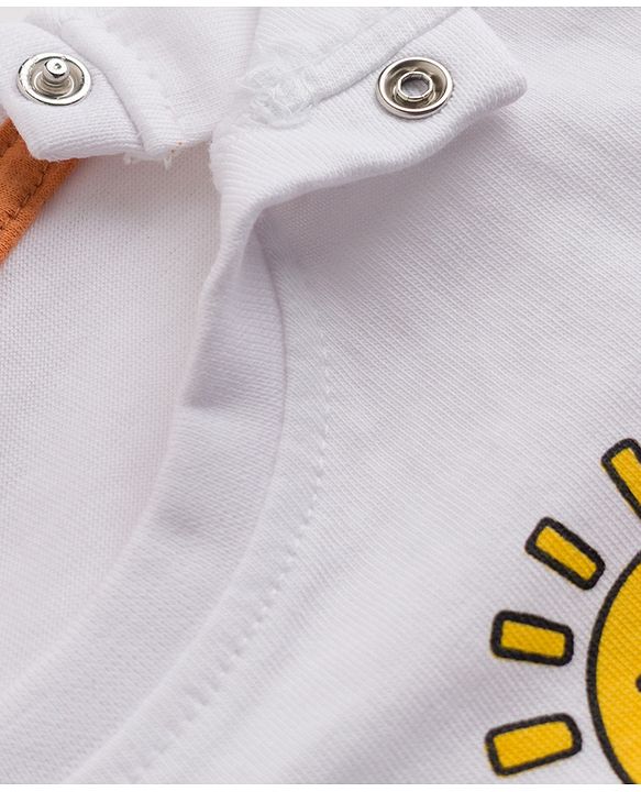 Babyhug 100% Cotton Single Jersey Knit Half Sleeves T-Shirt & Shorts With Animal Print - White