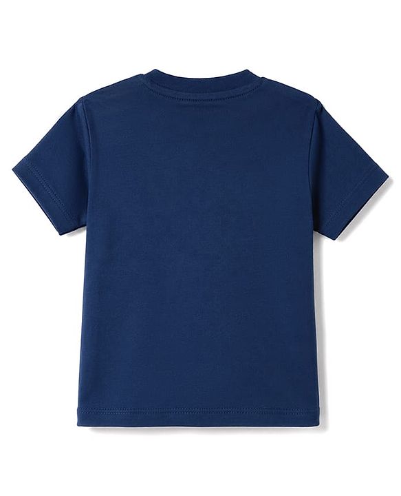 Babyhug 100% Cotton Single Jersey Knit Half Sleeves T-Shirt & Shorts Set With Bear Print - Navy Blue & Brown