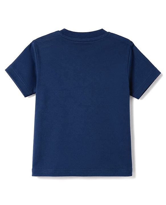 Babyhug 100% Cotton Single Jersey Knit Half Sleeves T-Shirt & Shorts Set With Bear Print - Navy Blue & Brown