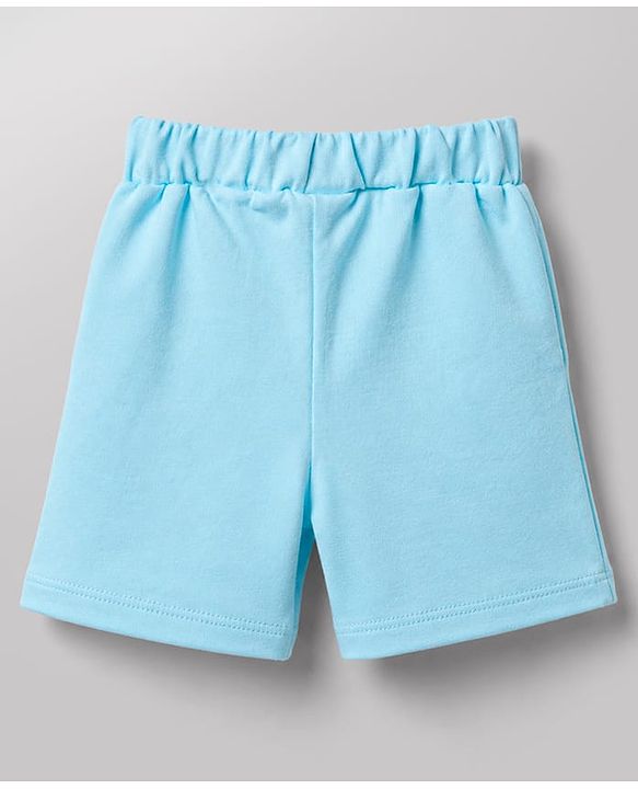 Babyhug 100% Cotton Knit Half Sleeves Sea Life Printed T-Shirt & Shorts Set - White & Light Blue
