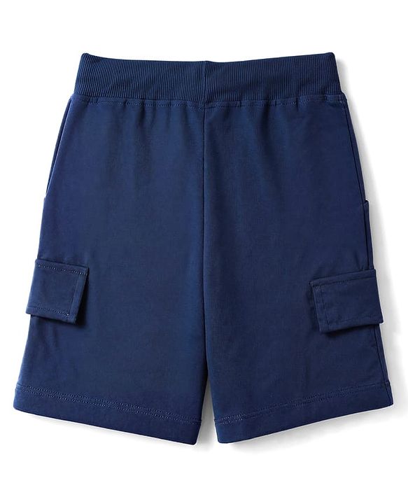 Babyhug 100% Cotton Single Jersey Knit Half Sleeves T-Shirt With Text Print & Shorts With Cargo Pockets - Blue