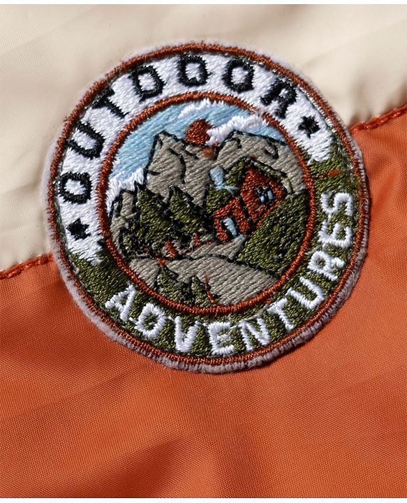 Babyhug Woven Full Sleeves Hooded Padded Jacket with Camping Patch - Brown