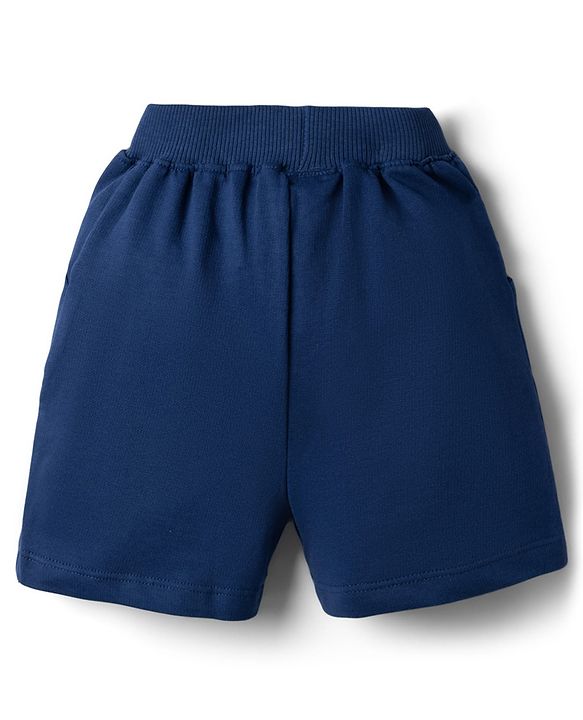 Babyhug Single Jersey Knit Half Sleeves Striped T-Shirt & Shorts Set Car Print -  Blue