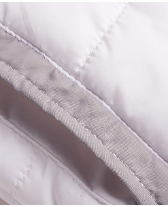 Babyhug Woven Full Sleeves Padded Jacket with Detachable Hood - White & Grey