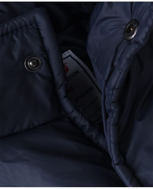 Babyhug Woven Hooded Jacket with Full Sleeves and Ny Applique - Navy Blue