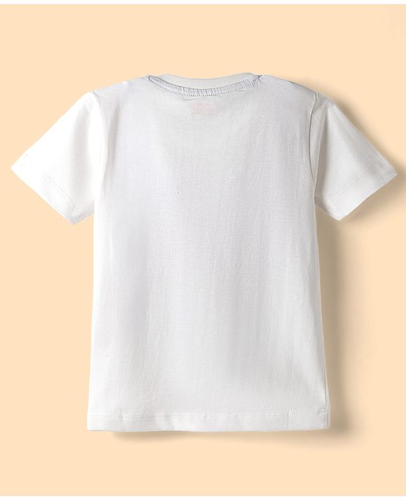Babyhug Single Jersey Knit Half Sleeves Beach Theme Printed T-Shirt & Shorts Set - White & Blue