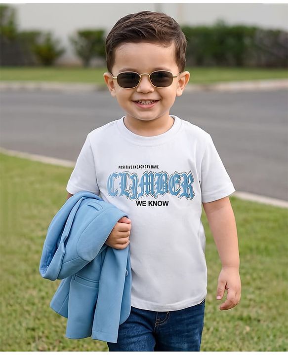 Babyhug Knit Full Sleeves Solid Blazer With Printed T-Shirt - Blue