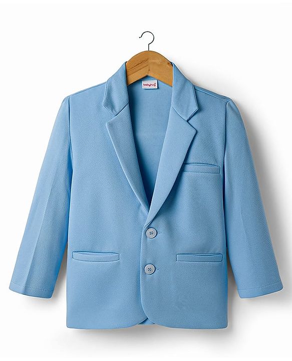 Babyhug Knit Full Sleeves Solid Blazer With Printed T-Shirt - Blue