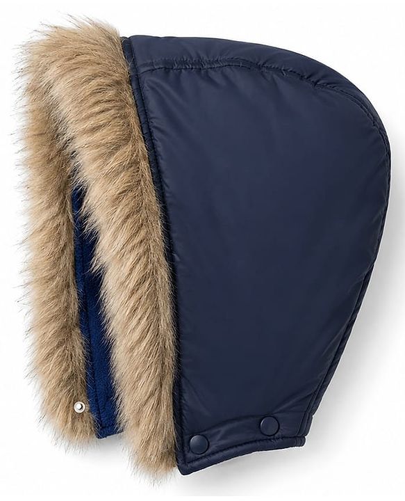 Babyhug Woven Full Sleeves Padded Quilted Jacket with Detachable Hood - Navy Blue