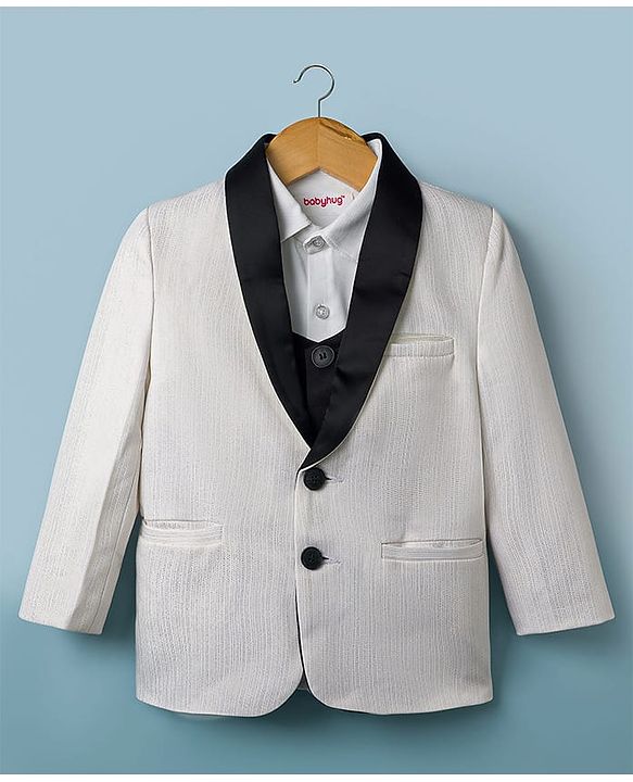 Babyhug Knit Full Sleeves 4 Piece Party Suit - White & Black
