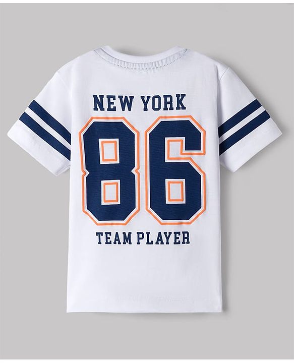 Babyhug 100% Cotton Single Jersey Knit Half Sleeves Front & Back Text Printed T-Shirt & Shorts Set - White
