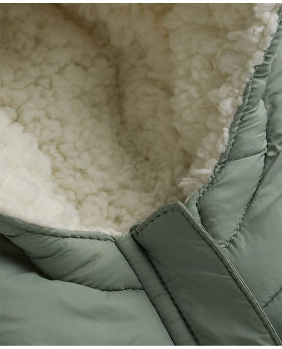 Babyhug Woven Full Raglan  Sleeves  Quilted Hooded Winter Jacket with Lion Patch - Olive