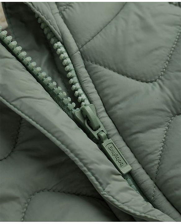 Babyhug Woven Full Raglan  Sleeves  Quilted Hooded Winter Jacket with Lion Patch - Olive