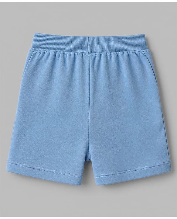 Babyhug 100% Cotton Single Jersey Knit Half Sleeves Striped T-Shirt & Short with Tiger Print - Light Blue