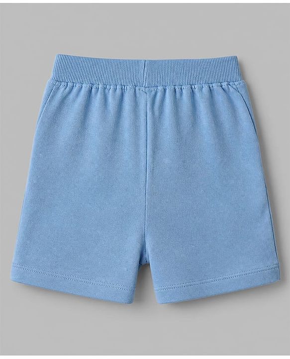 Babyhug 100% Cotton Single Jersey Knit Half Sleeves Striped T-Shirt & Short with Tiger Print - Light Blue