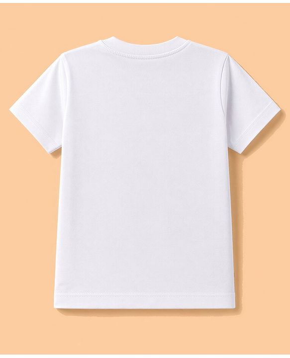 Babyhug 100% Cotton Single Jersey Knit Half Sleeves T-Shirt & Shorts With Teddy Bear Print - White