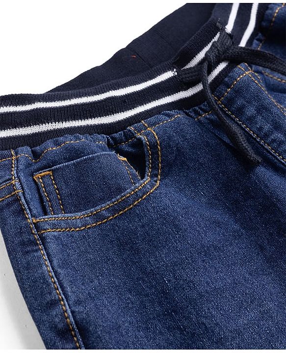 Pine Kids Denim Woven Full Length Solid Jeans With Pockets - Navy Blue