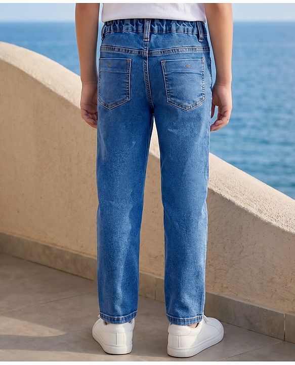 Pine Kids Denim Woven Full Length Solid Jeans - Blue