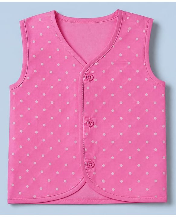 Babyhug 100% Cotton Cambric Knit Sleeveless Front Open Jhablas With Strawberry Floral Print Pack of 3 - Pink , Yellow White