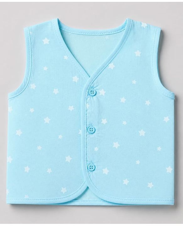 Babyhug 100% Cotton Cambric Woven Front Open Sleeveless Jhablas with Moon Star Cloud Pack of 3 - Light Blue, Light Green, Light Pink