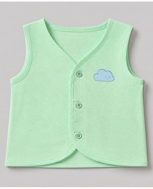 Babyhug 100% Cotton Cambric Woven Front Open Sleeveless Jhablas with Moon Star Cloud Pack of 3 - Light Blue, Light Green, Light Pink