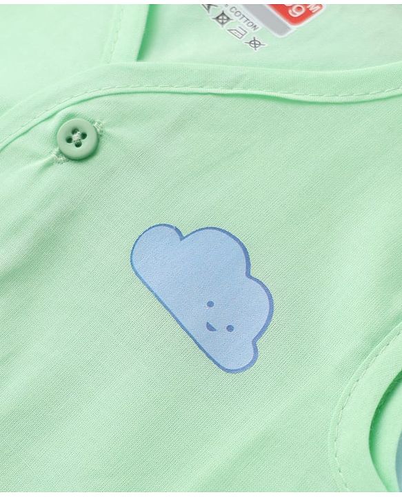 Babyhug 100% Cotton Cambric Woven Front Open Sleeveless Jhablas with Moon Star Cloud Pack of 3 - Light Blue, Light Green, Light Pink