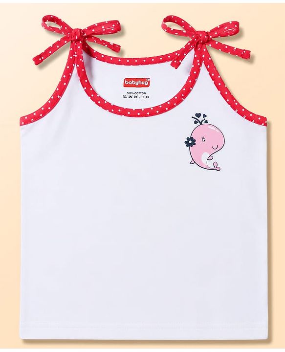 Babyhug 100% Cotton Cambric Woven Sleeveless Tie Knot Unicorn & Animals Printed Jhablas Pack of 5 - White
