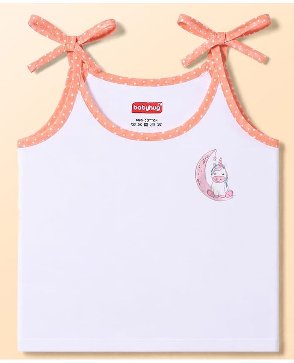 Babyhug 100% Cotton Cambric Woven Sleeveless Tie Knot Unicorn & Animals Printed Jhablas Pack of 5 - White