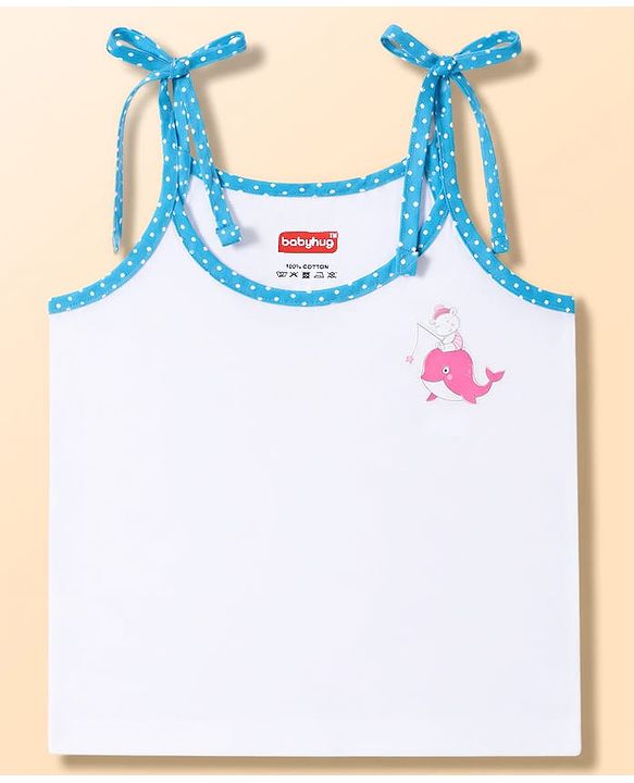 Babyhug 100% Cotton Cambric Woven Sleeveless Tie Knot Unicorn & Animals Printed Jhablas Pack of 5 - White