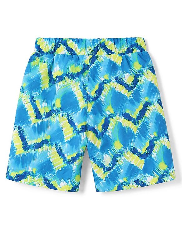 Babyhug Tafetta Water Repellant Printed Swimming Trunk - Blue