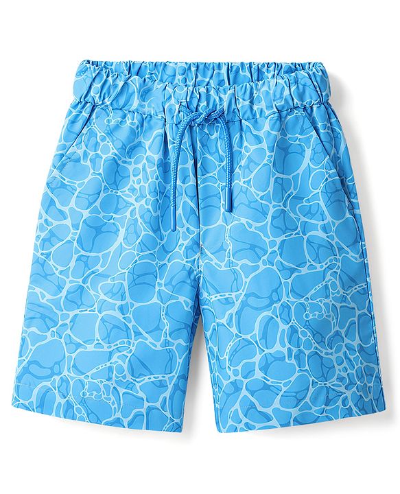 Babyhug Tafetta Water Repellant Printed Swimming Trunk - Blue
