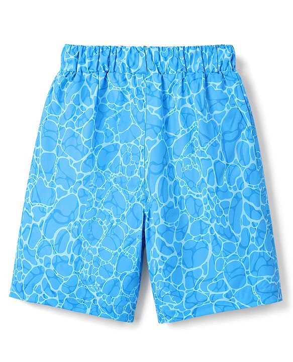 Babyhug Tafetta Water Repellant Printed Swimming Trunk - Blue