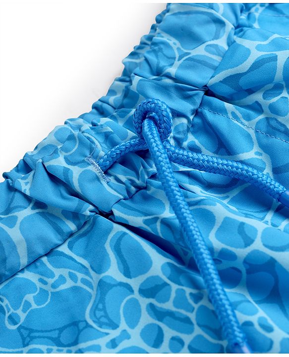 Babyhug Tafetta Water Repellant Printed Swimming Trunk - Blue