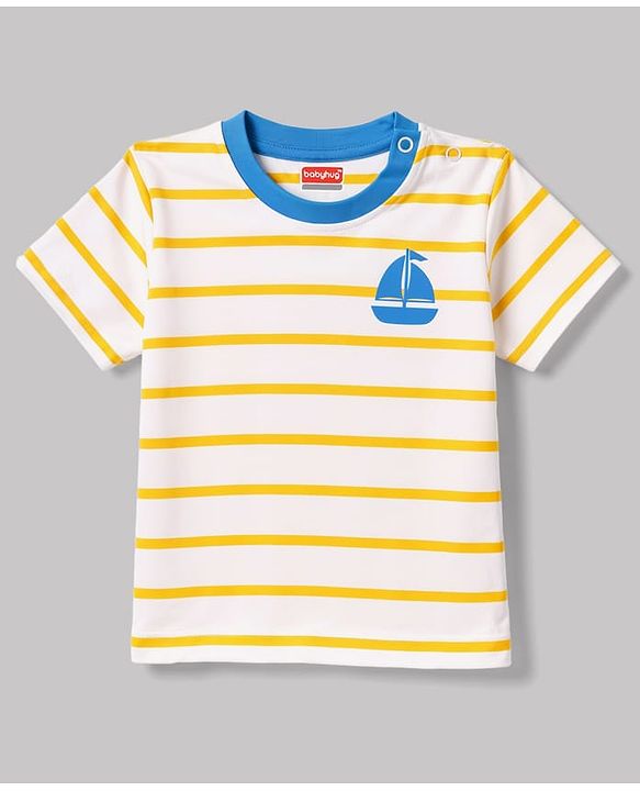 Babyhug 100% Cotton Knit T-Shirts with Graphics Half Sleeves Yellow 0-3 Months Pack of 3