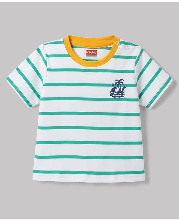 Babyhug 100% Cotton Knit T-Shirts with Graphics Half Sleeves Yellow 0-3 Months Pack of 3