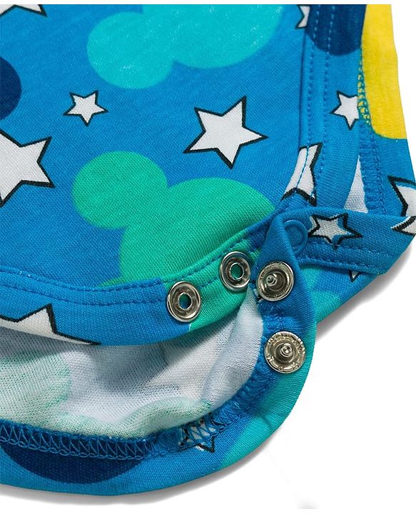 Babyhug Disney Interlock Knit Full Sleeves Onesies with Mickey Mouse Print Pack of 2 - Aqua