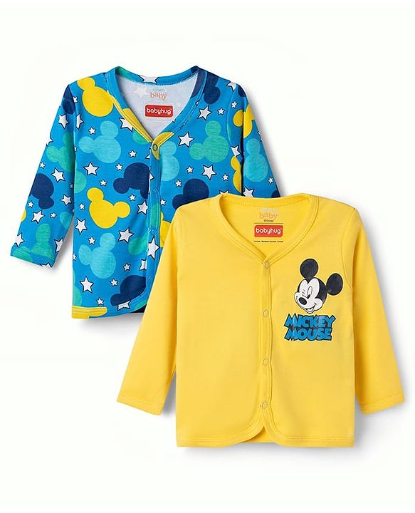Babyhug Disney 100% Cotton Knit Full Sleeves Jhablas With Micky Mouse Graphics Pack Of 2 - Multicolor