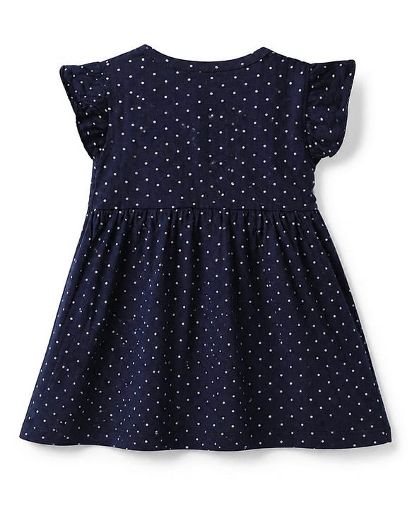 Babyhug Cotton Single Jersey Knit Knee Length Frock with Half Sleeves and Hearts Print Pack of 2 - Pink Navy Blue