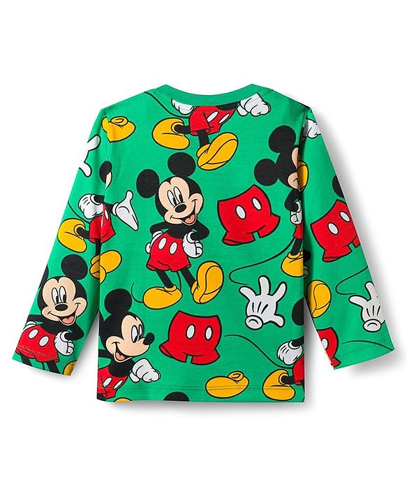 Babyhug Disney Single Jersey Knit Full Sleeves Co-Ords T-Shirt & Pyjama Night Suit with Mickey & Friends  Print - Green