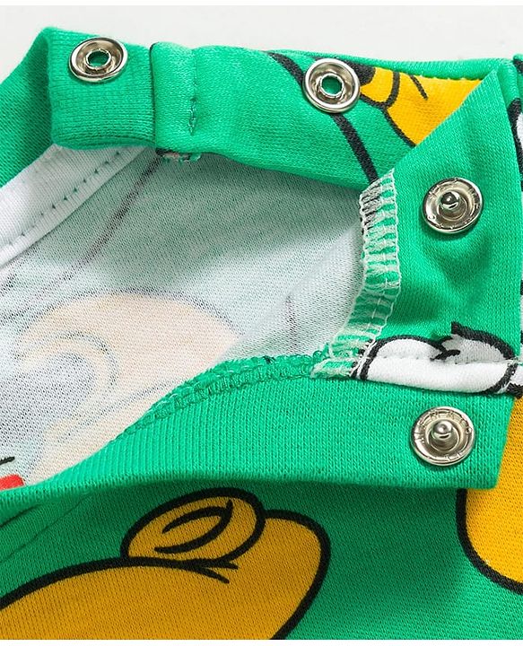 Babyhug Disney Single Jersey Knit Full Sleeves Co-Ords T-Shirt & Pyjama Night Suit with Mickey & Friends  Print - Green