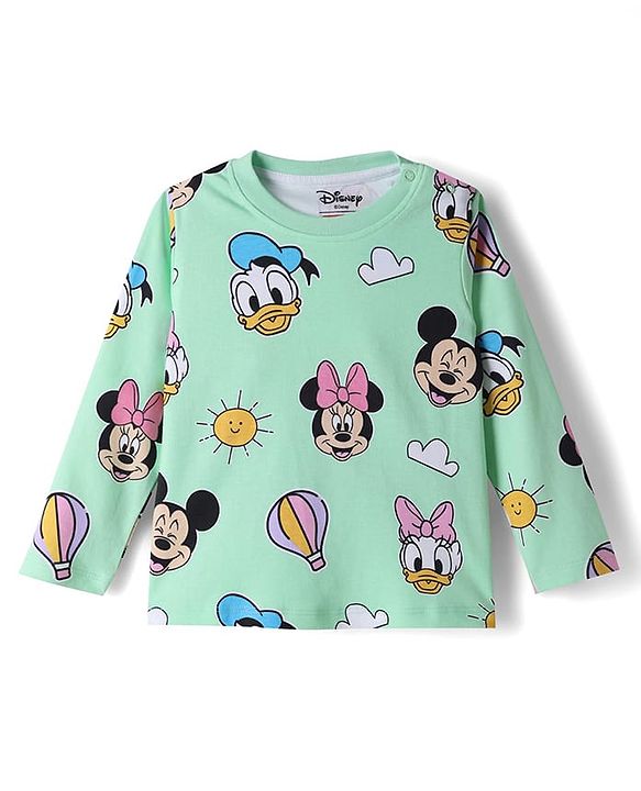 Babyhug Disney Single Jersey Knit Full Sleeves T-Shirt & Pyjama Night Suit with Minnie Mouse  Print - Green