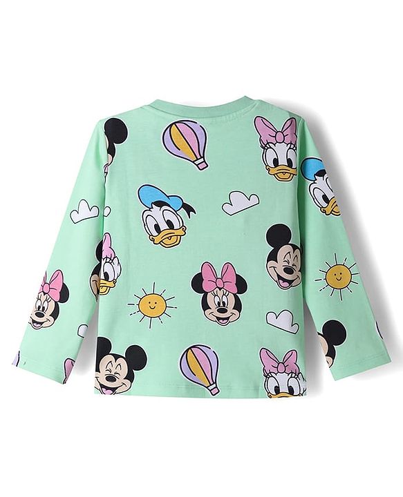 Babyhug Disney Single Jersey Knit Full Sleeves T-Shirt & Pyjama Night Suit with Minnie Mouse  Print - Green
